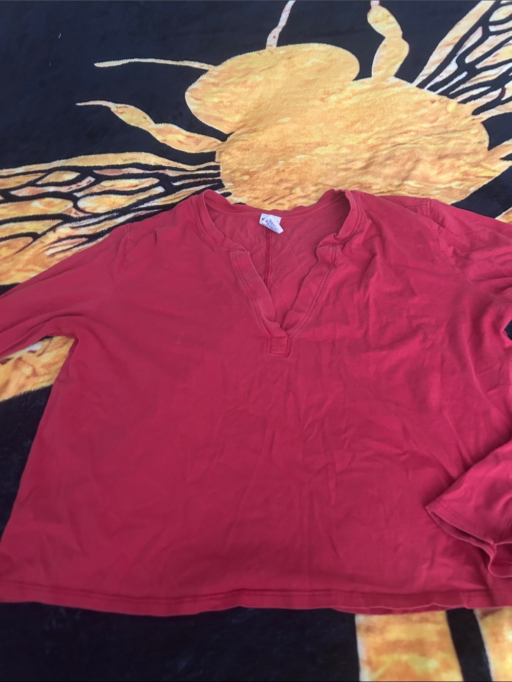 Melrose and Market Red Long Sleeve V-Neck Pullover